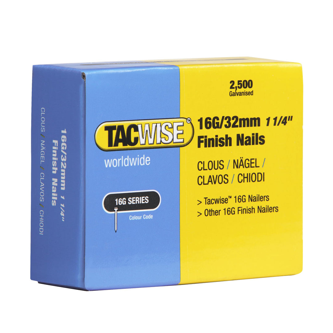Tacwise 0294 Typ 16G / 32 mm Verzinkte Nägel, Packung mit 2500 Stück 32 mm Silber, 32 mm Silber