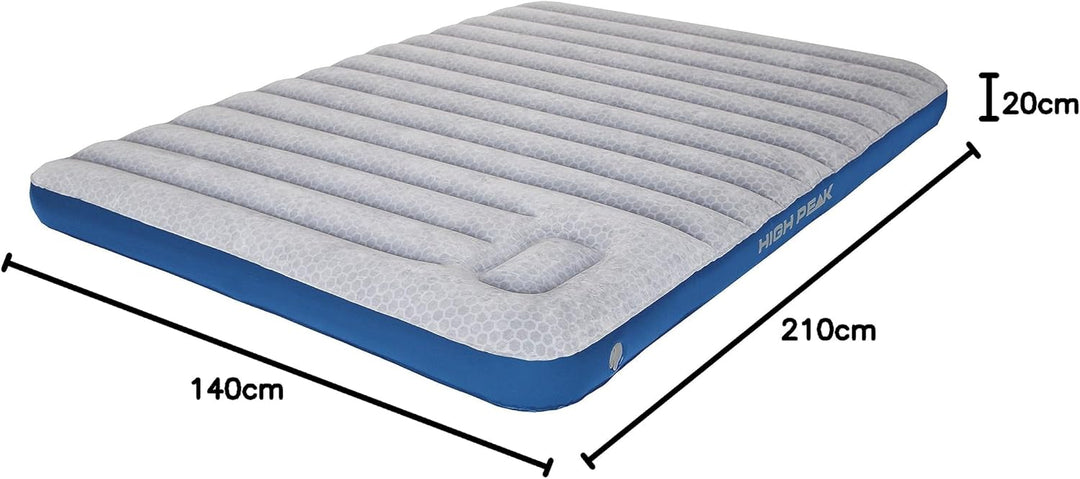 High Peak Unisex Cross Beam Double extra long Luftbett, mit integrierte Fusspumpe und Anti-Rutsch Fu