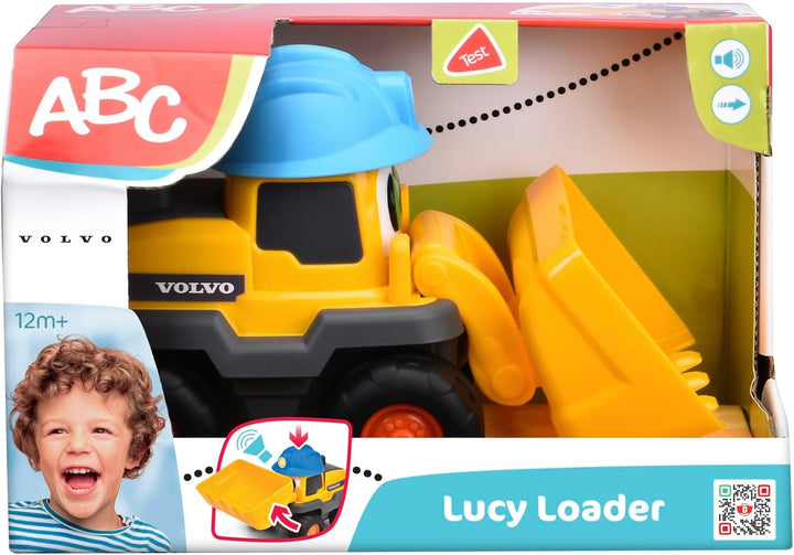 ABC - Baustellenfahrzeug Lucy Loader (25 cm) für Kinder ab 1 Jahr - grosser Volvo Radlader mit Bagge