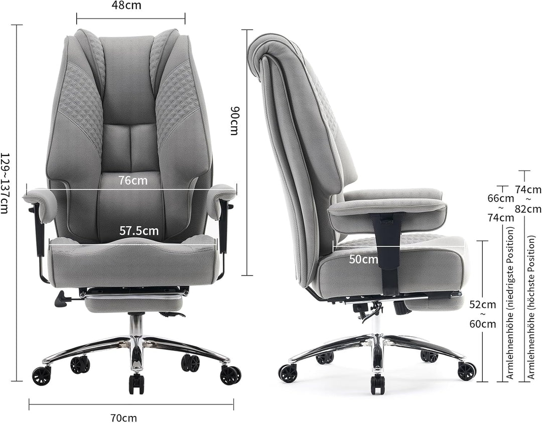Ergonomischer Mesh-Bürostuhl – Executive Drehstuhl mit verstellbaren Armlehnen, Formschaum- & Tasche
