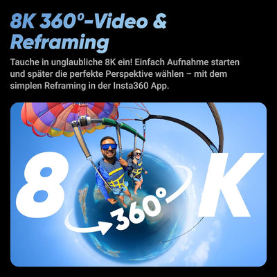 Insta360 X4 Auf Geht's-Kit – wasserdichte 8K 360°-Action-Cam, 4K Weitwinkelvideos, Unsichtbarer Self