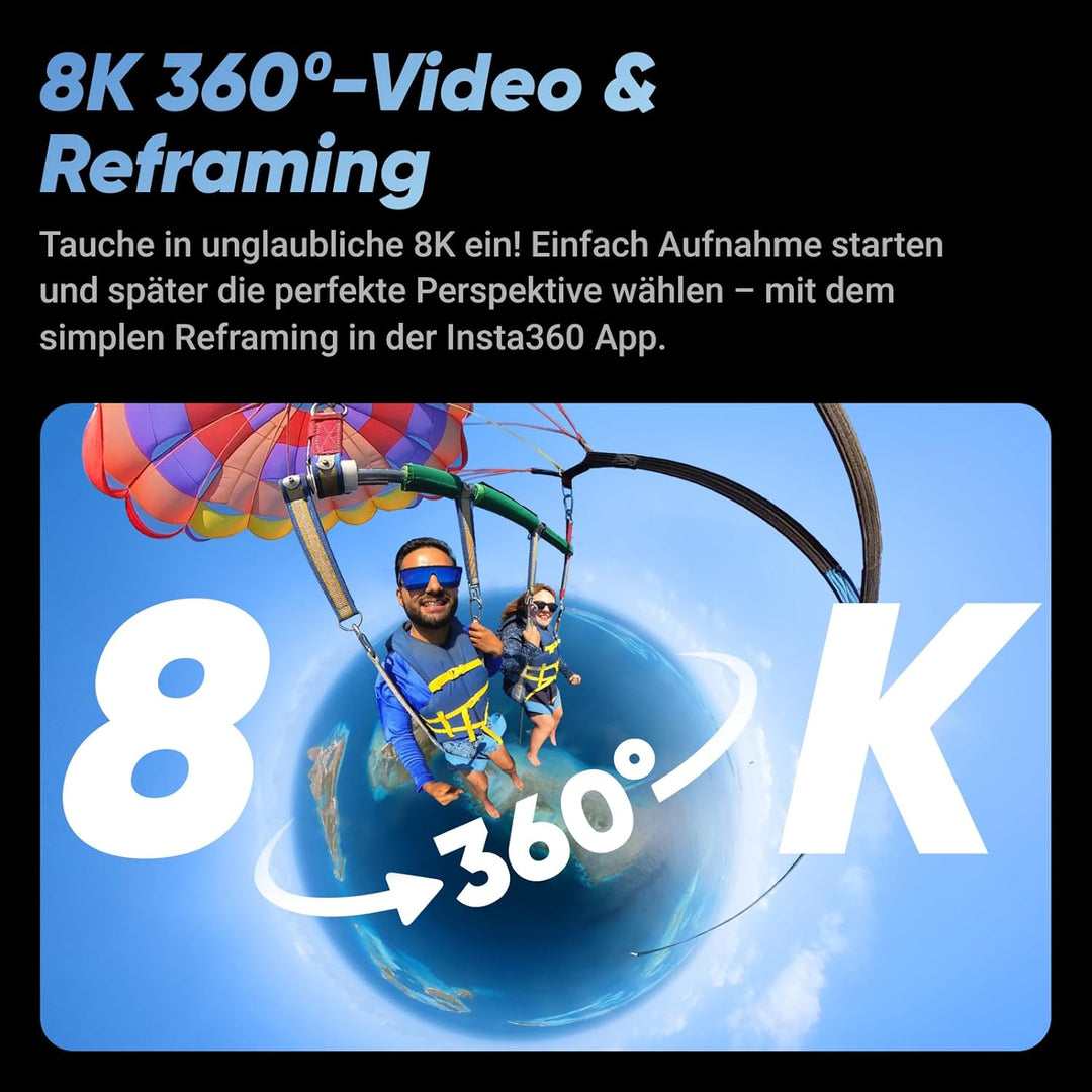 Insta360 X4 – wasserdichte 8K 360°-Action-Cam, 4K Weitwinkelvideos, Unsichtbarer Selfie-Stick Effekt