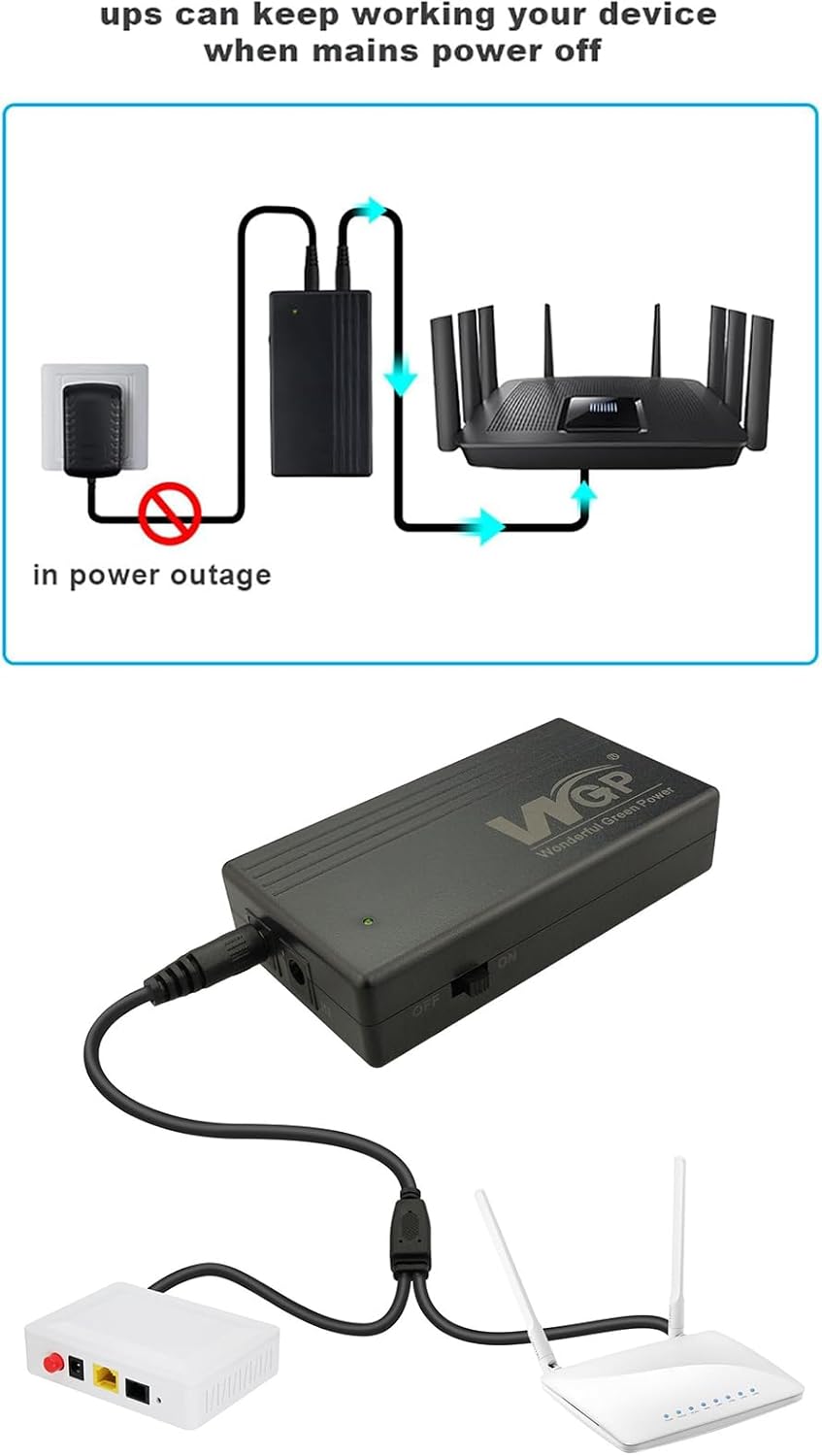 Yangers Mini USV Unterbrechungsfreie Stromversorgung, 6000mAh Akku Backup Power Bank Single 12V DC A