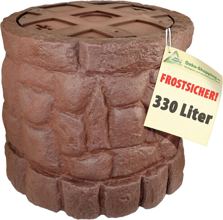 Sonderpreis! Regentonne Regenfass Regenspeicher Regenwassertonne Märchenbrunnen 330l mit Wasserhahn