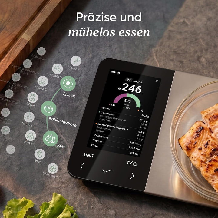 Cosori Küchenwaage digital Ernährungswaage-App,Offline-Modus,USB aufladbar Dunkelgrau, Dunkelgrau