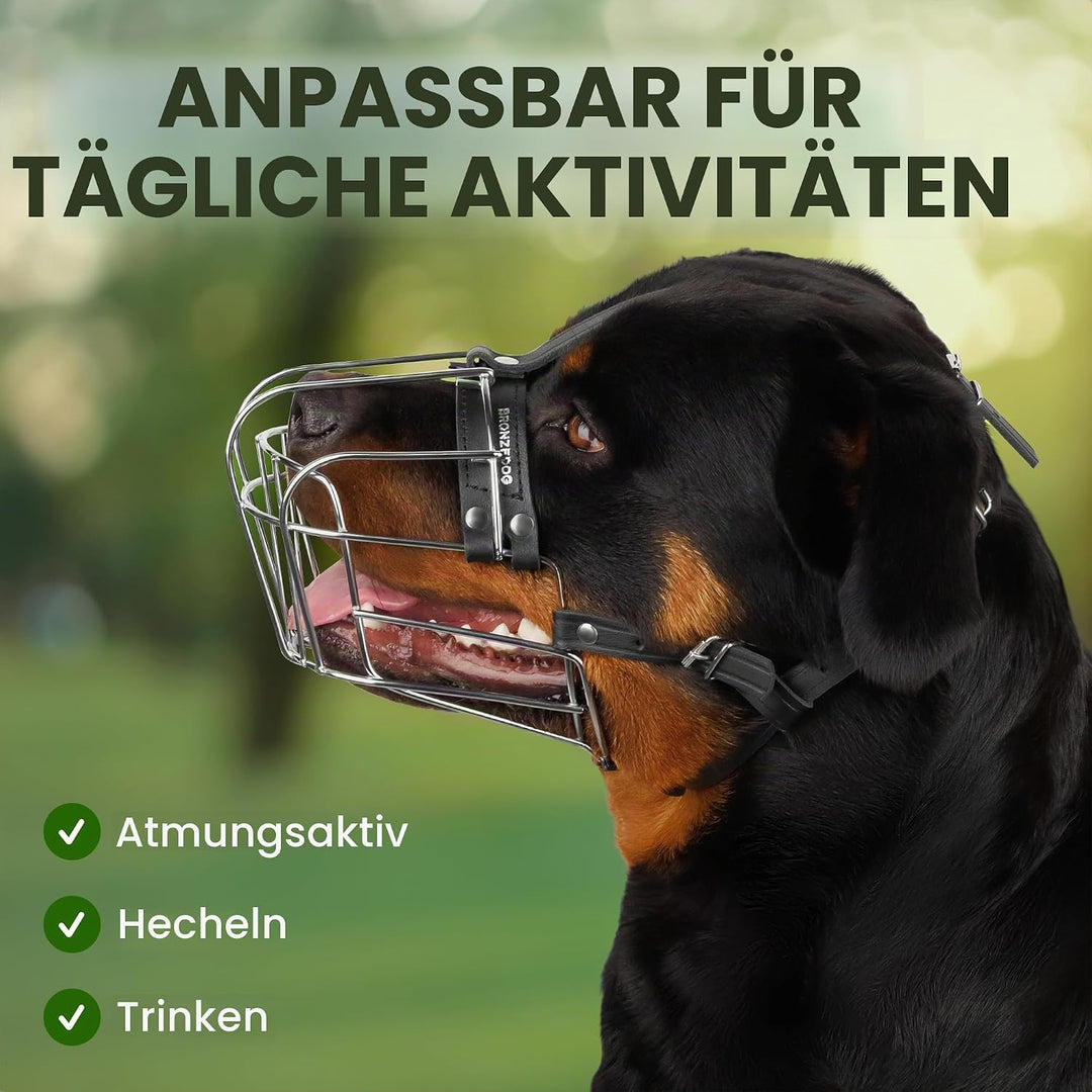 BRONZEDOG Rottweiler Hund Maulkorb Einstellbar Durable Metall Drahtkorb für Grosse Hunde Amerikanisc