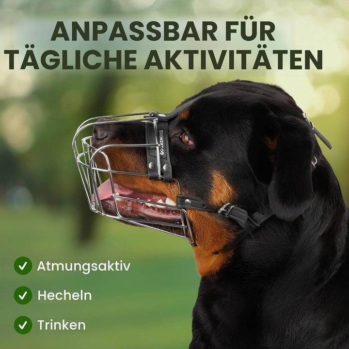 BRONZEDOG Rottweiler Hund Maulkorb Einstellbar Durable Metall Drahtkorb für Grosse Hunde Amerikanisc