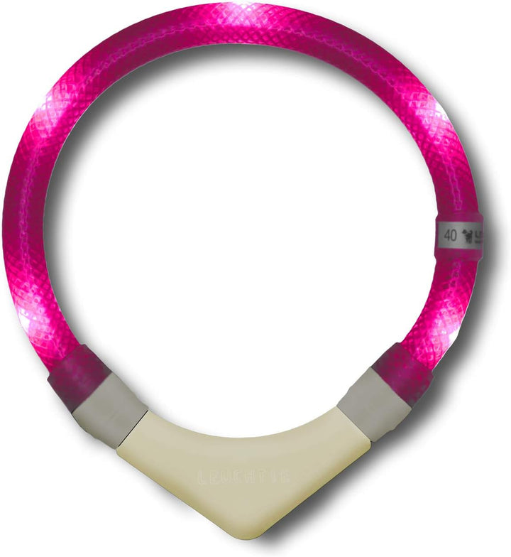 LEUCHTIE® Leuchthalsband Plus NL hotpink Grösse 60 I nachleuchtend phosphoreszierendes Batterieteil