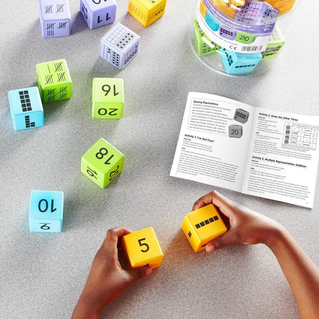 Learning Resources Würfel „Zahlendarstellungen“ (Set mit 16 Stück), Gelb, Grün, Blau, Violett
