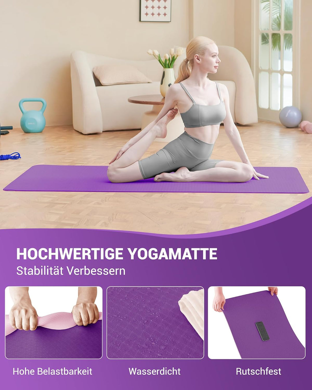 Good Nite Yogamatten Für Frauen Rutschfeste Strukturierte Oberflächen Gymnastikmatte Yoga Matte Dick