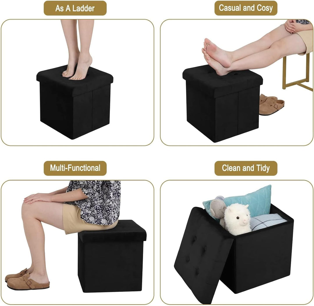 WOLTU SH06br-2 2er Set Sitzhocker mit Stauraum Sitzwürfel Sitzbank Faltbar Truhen Aufbewahrungsbox,