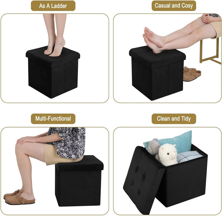 WOLTU SH06br-2 2er Set Sitzhocker mit Stauraum Sitzwürfel Sitzbank Faltbar Truhen Aufbewahrungsbox,