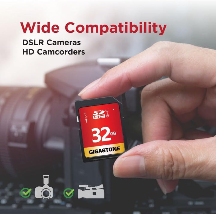 GIGASTONE 32GB SDHC Speicherkarte, bis zu 80 MB/s, für Digitalkameras Canon PC, UHS-I U1 Klasse 10 R