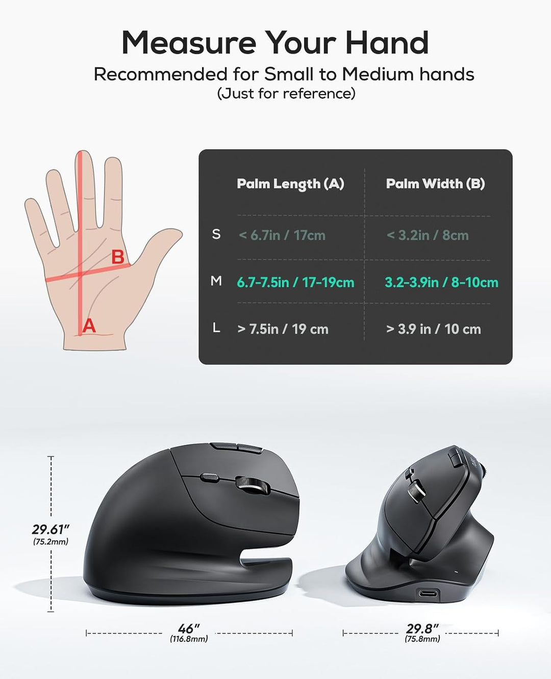 Nulea M502 Ergonomische vertikale drahtlose Maus