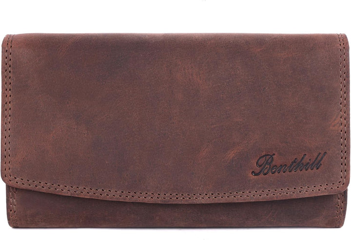 Benthill Geldbörse Gross Echt-Leder | Damen Portemonnaie XXL mit RFID Schutz | Vintage Frauen Geldbe
