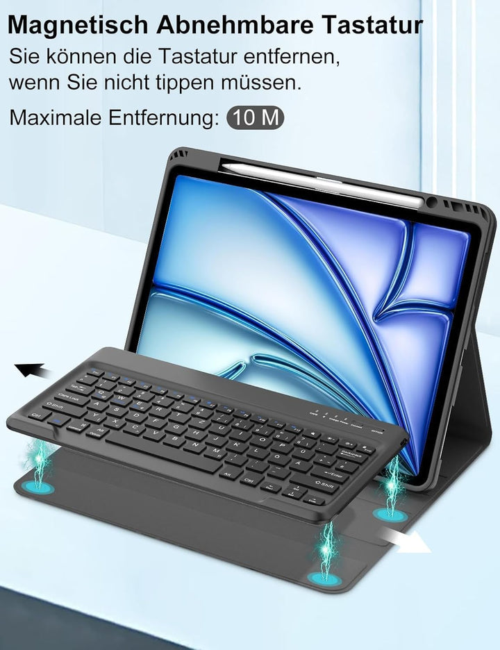 Tastatur Hülle für iPad Air 13 (M3/M2) 2025/2024, Deutsches QWERTZ, Magnetische Bluetooth Abnehmbar