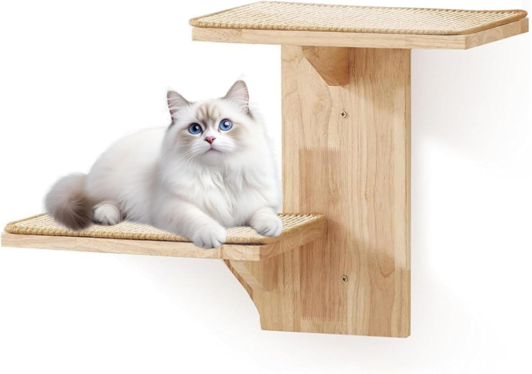 Kletterwand Katze, Katzen Wandelemente, Katzentreppe Wand mit 2 Plattformen und Sisalmatten, Kratzba