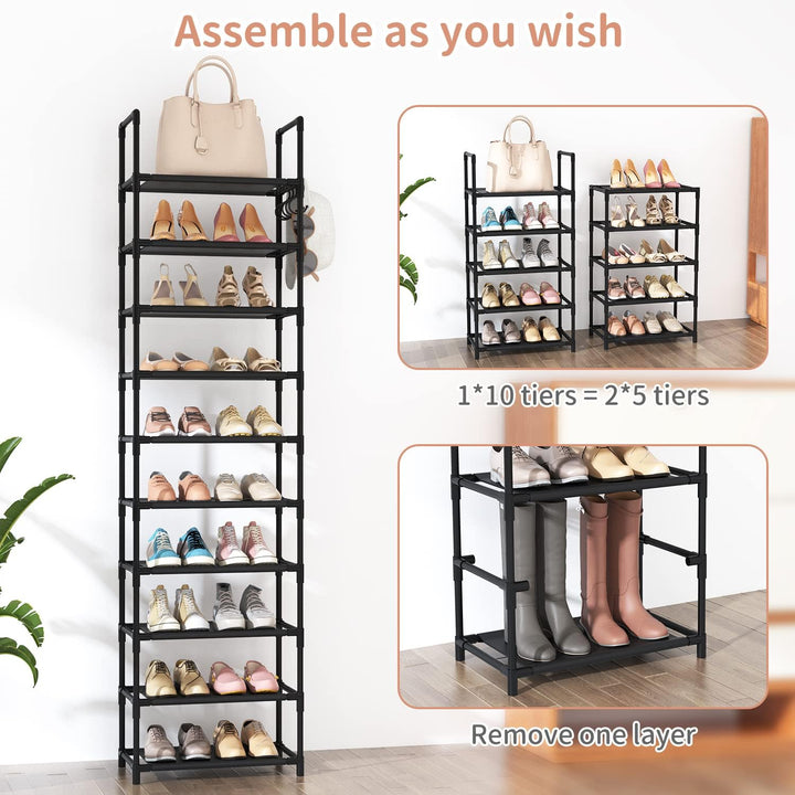 Schuhregal mit 10 Ebenen, Schuh-Organizer für 20-25 Paar Schuhe, offener Schuhschrank hoch, Schuhstä