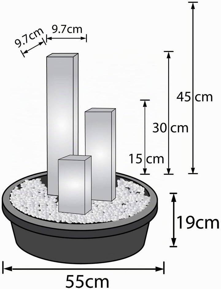 KÖHKO® Wasserspiel aus Cortenstahl mit LED-Beleuchtung „Brasilien“ 31001 Höhe 15-30-45 cm Gartenbrun