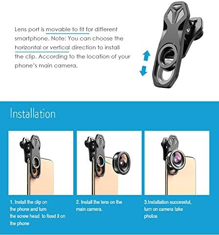 Apexel HD 5in1 Kameraobjektiv-Set, 2X Teleobjektiv+170° Super Weitwinkelobjektiv+10x Makroobjektiv+1