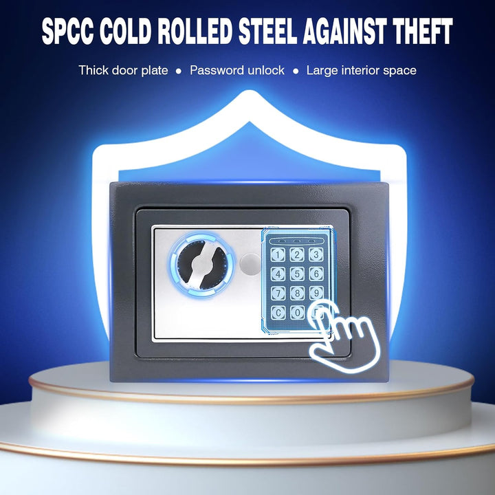Tresor, Elektronischer Tresor mit Zahlenschloss, Möbelsafe, Stahltresor mit Doppelbolzen Verriegelun