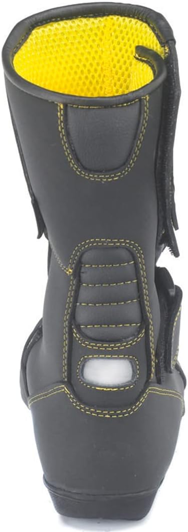 Kochmann Kinder Motorradstiefel 39 schwarz gelb Rindleder wasserdicht winddicht 39 EU Schwarz, 39 EU