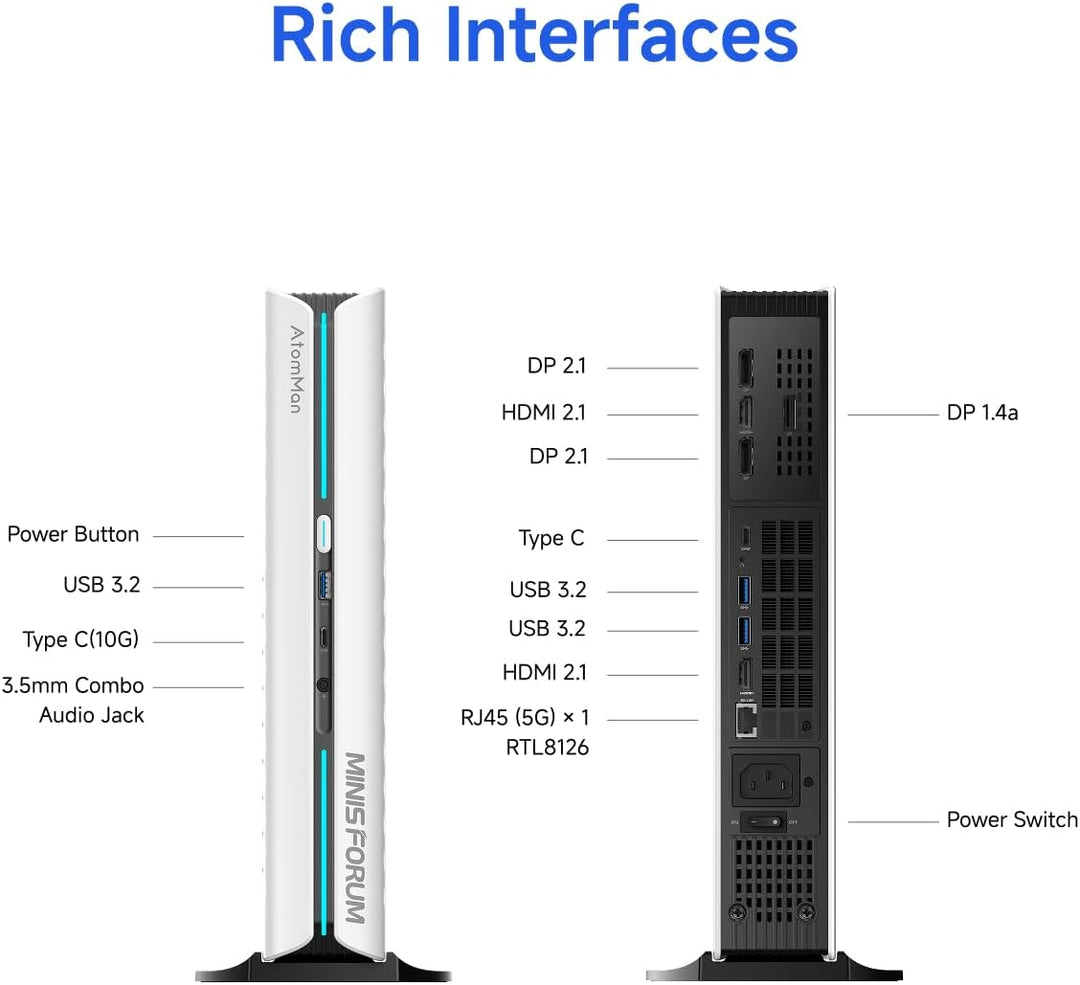 MINIS FORUM G1 Pro Gaming Mini-PC, Ryzen 9 8945HX (16C/32T, bis zu 5,4 GHz), NVIDIA GeForce RTX 5060