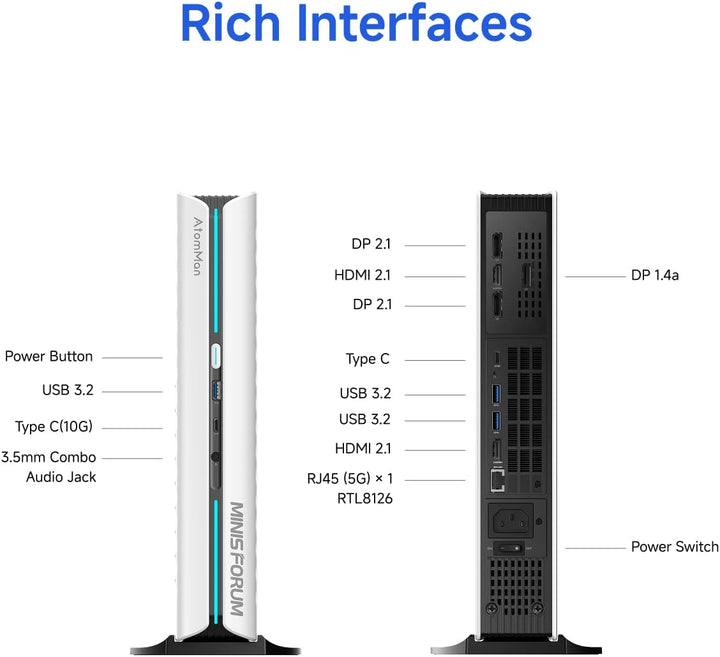 MINIS FORUM G1 Pro Gaming Mini-PC, Ryzen 9 8945HX (16C/32T, bis zu 5,4 GHz), NVIDIA GeForce RTX 5060