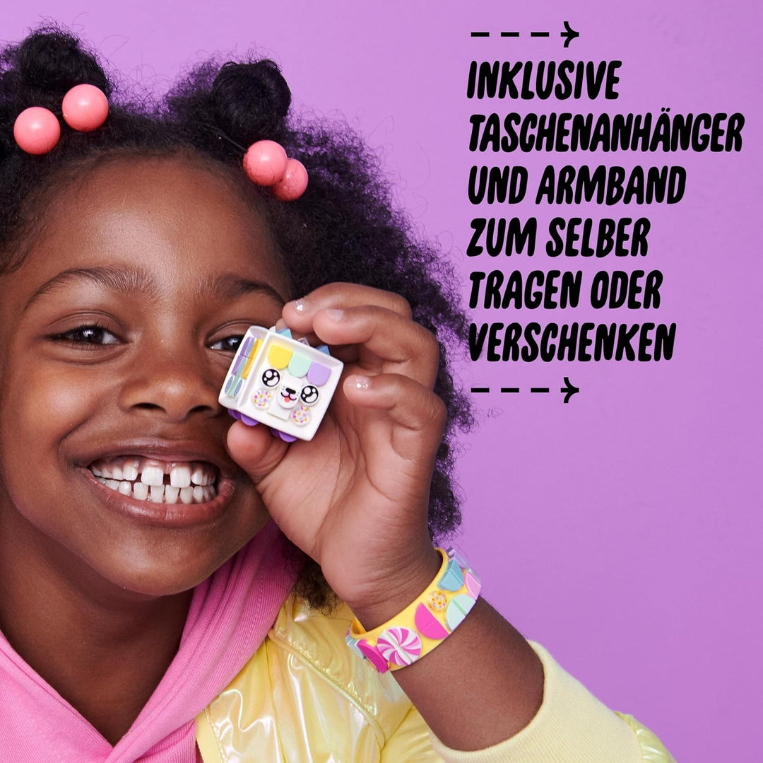 LEGO 41944 DOTS Candy Kitty Armband & Taschenanhänger mit Katze, kreatives 2-in-1 Bastelset, Schlüss