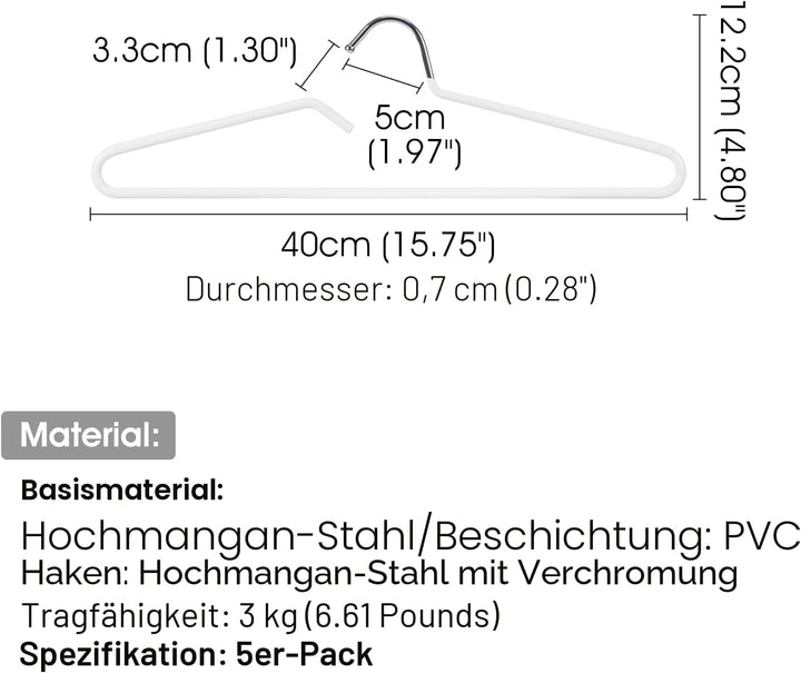 SHIMOYAMA Kleiderbügel, 5 Pack, Metall Kurzhals Kleiderbügel Organisers, Anti-Rutsch-Kragen-Schutz-B