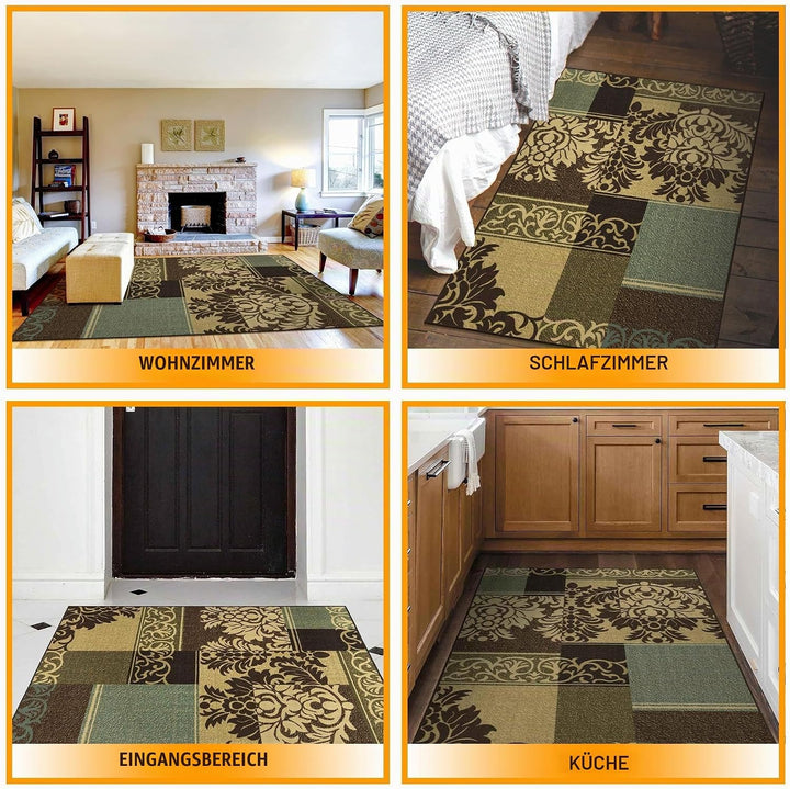 Ottomanson Ottohome-Kollektion Teppich mit Gummirückseite und modernem Damast-Design, 100 cm x 150 c