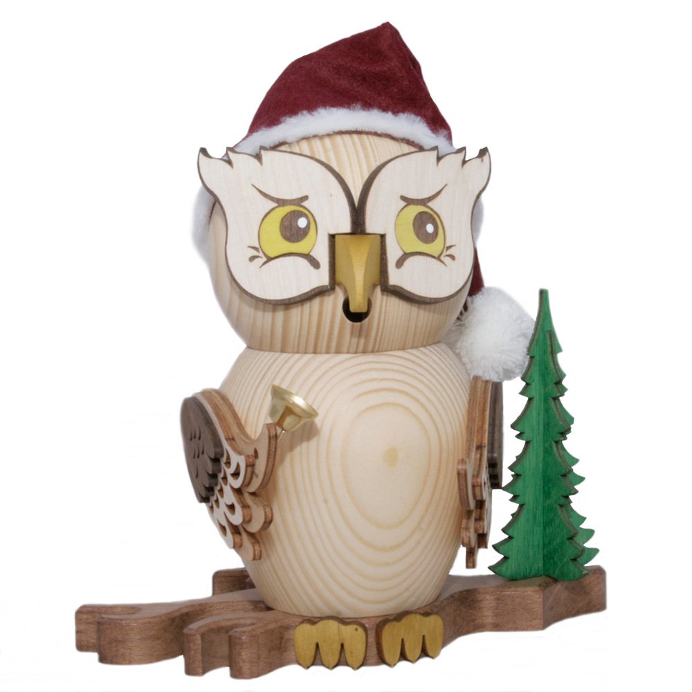 Kuhnert Räuchereule "Weihnachtsmann" 15 cm Räuchermännchen Räuchermann echt Erzgebirge