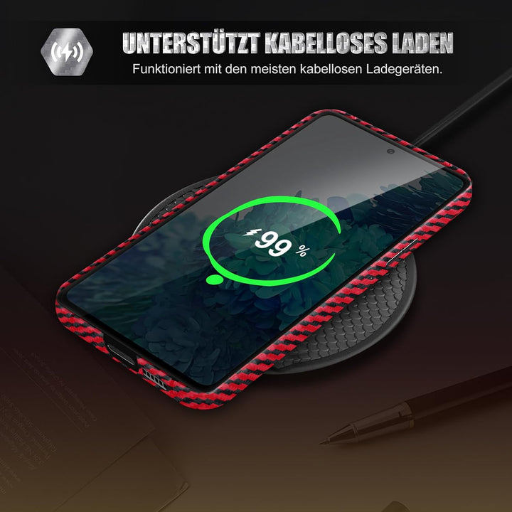 für Samsung S20 FE Hülle Carbon mit Schutzfolie Handyhülle S20 FE 5G Hart Case Ultra dünn Hybrid PC