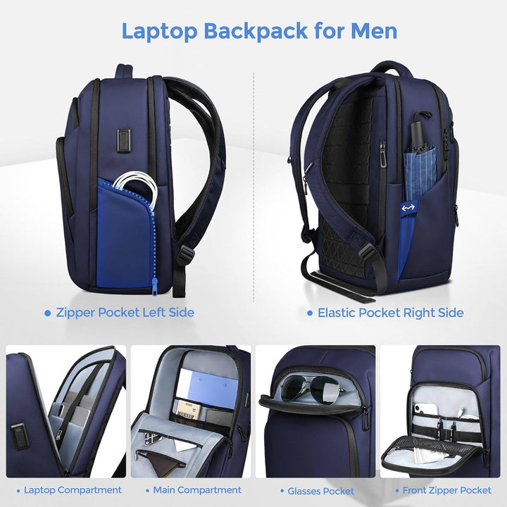 Gross laptop rucksack herren, Business Backpack Men with17,3 Inch Laptop Compartment with USB Chargi