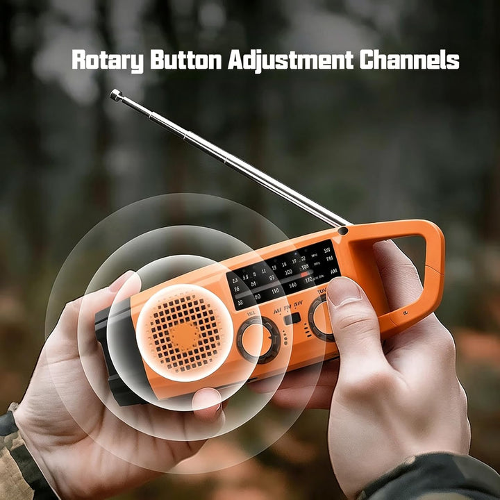 Gemmac Kurbelradio mit Solar und Powerbank, Notfallradio 2000mAh USB AM/FM/SW Tragbar Emergency Radi