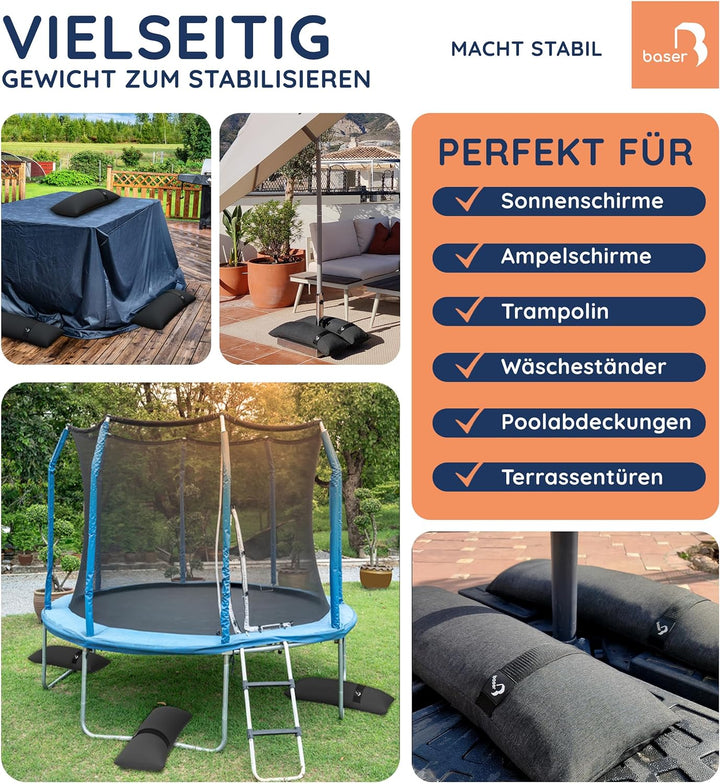 BASER - Gerade auffüllbare Sandsäcke, 2 x 15 KG, auffüllbare Gewichte für Ampelschirme, Sonnenschirm