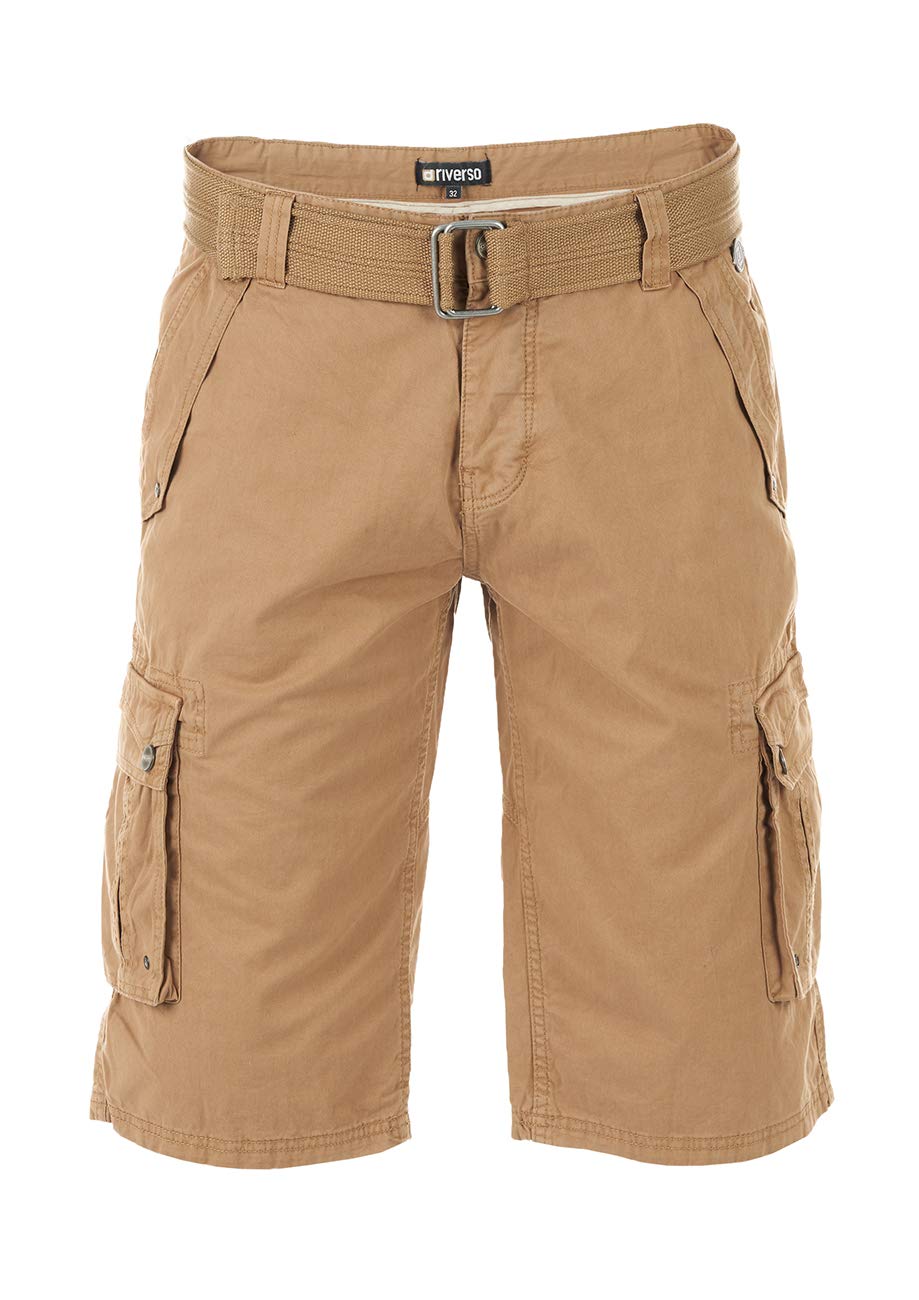 riverso Kurze Hosen Herren Cargo Shorts mit Gürtel Regular Fit RIVAnton Cargoshorts Sommer 100% Baum