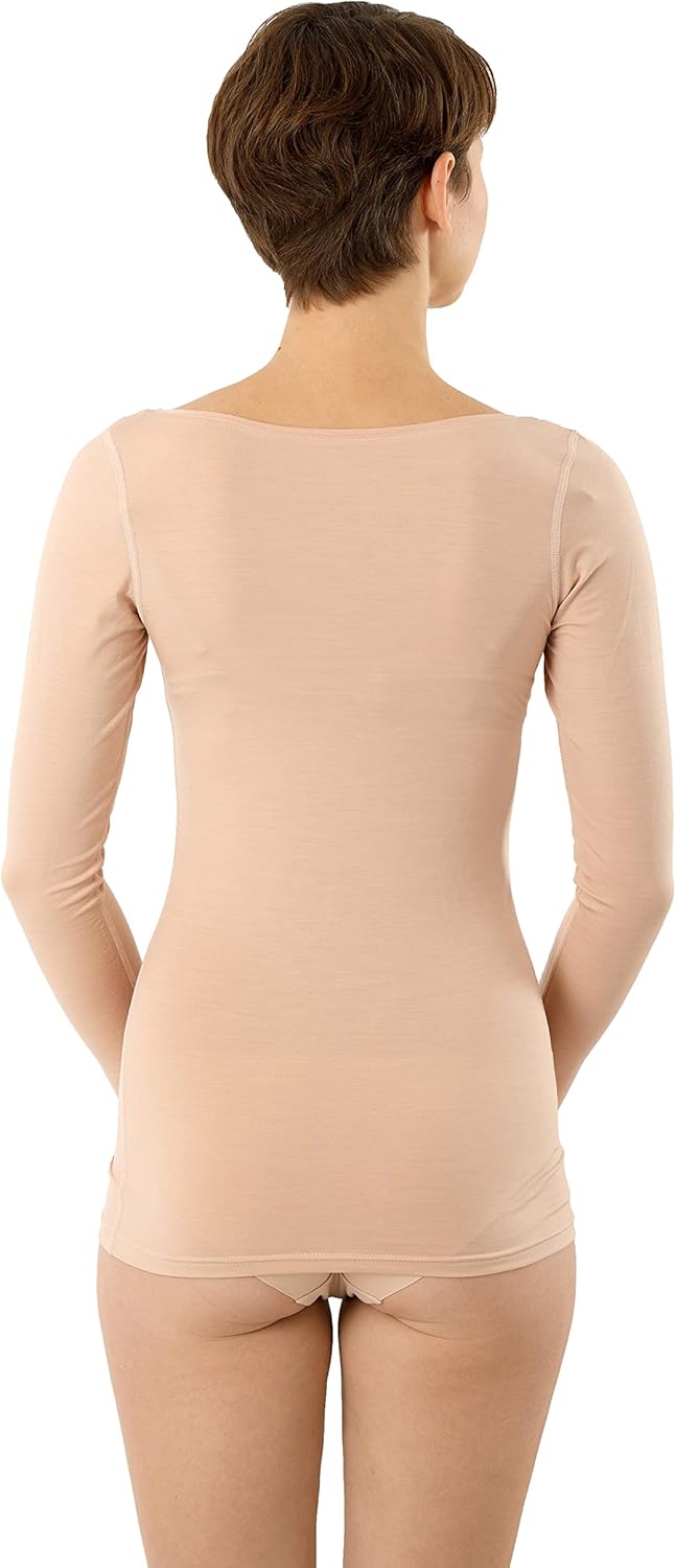 ALBERT KREUZ Damen Funktionsunterhemd Merinowolle-Tencel™ Lyocell unsichtbar tiefer Rundausschnitt X