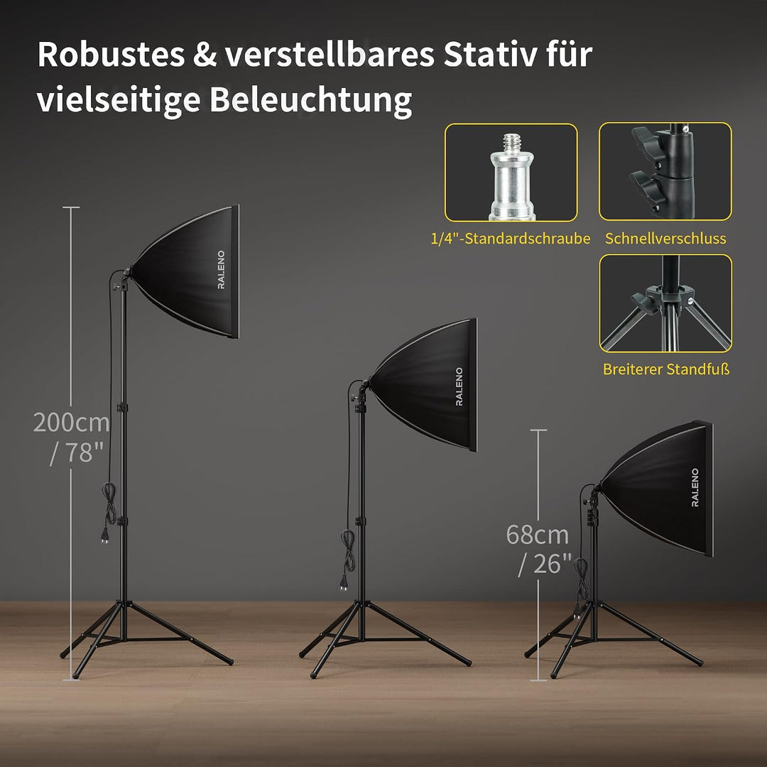 RALENO Softbox Kit, 85W CFL Softbox, daurlicht vdieo licht Fuer YouTube/INS Photografieren PS30, PS3
