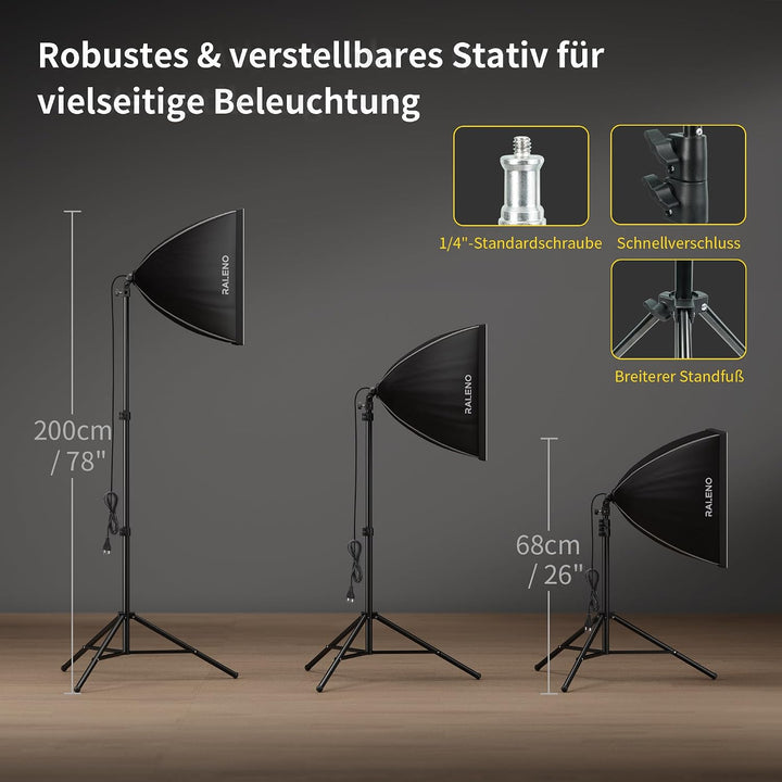 RALENO Softbox Kit, 85W CFL Softbox, daurlicht vdieo licht Fuer YouTube/INS Photografieren PS30, PS3