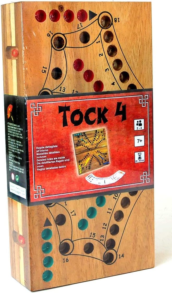 Logica Spiele Art. Tock 4 - Brettspiel aus Holz - Strategiespiel für 2/4 Spieler - Familienspiel