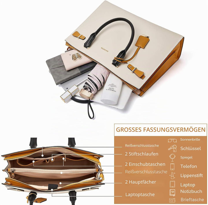 BOSTANTEN Damen Leder Aktentaschen 15.6 Zoll Laptop Handtasche Businesstasche Schultertasche Henkelt