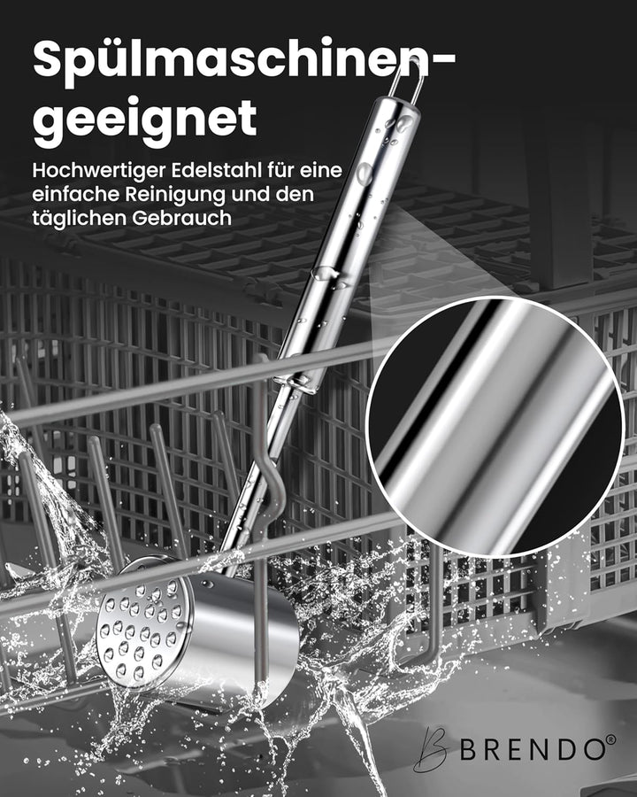 Brendo Edelstahl Fleischklopfer - Ideal für alle Fleischsorten mit Flacher & zackiger Schlagfläche I