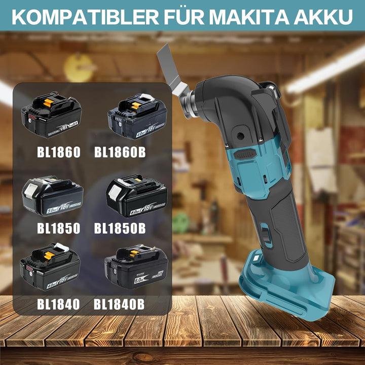 Akku Multifunktionswerkzeug, mit 2x1500mAh Akku, 300W Oszillationssäge Bürstenloser, 4°Oszillationsw