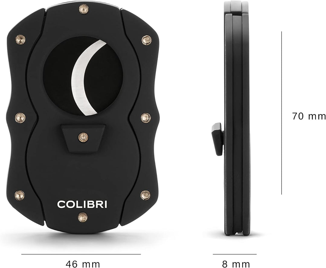 Colibri Cut | Doppel-Guillotine-Zigarrenschneider | Schwarz mit farbigen Klingen | Federauslöser | B