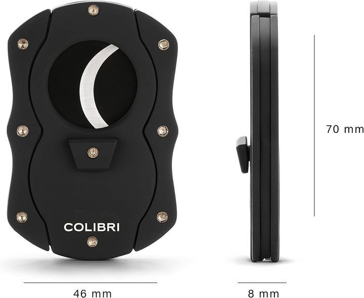 Colibri Cut | Doppel-Guillotine-Zigarrenschneider | Schwarz mit farbigen Klingen | Federauslöser | B