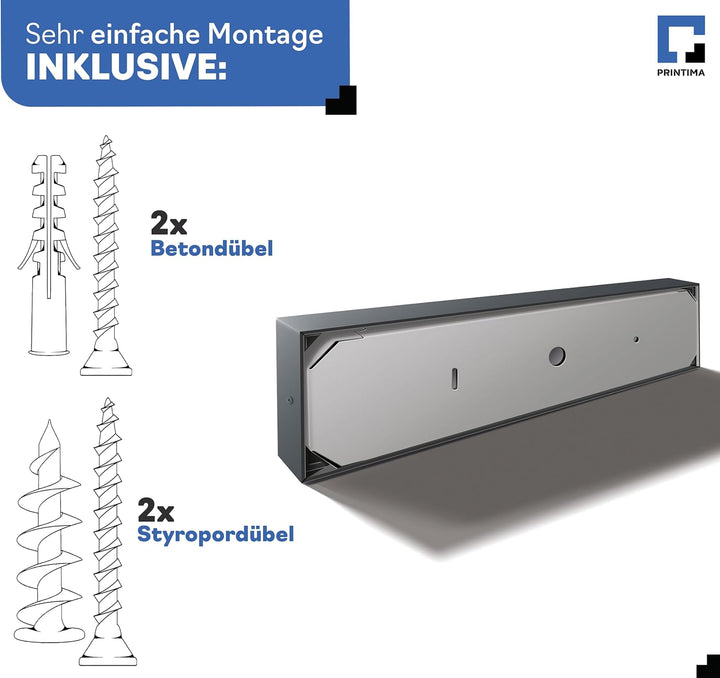 40x10cm Personalisieren Sie Ihre Modern Hausnummer Beleuchtet LED, 230V mit Dämmerungssensor, Hausnu