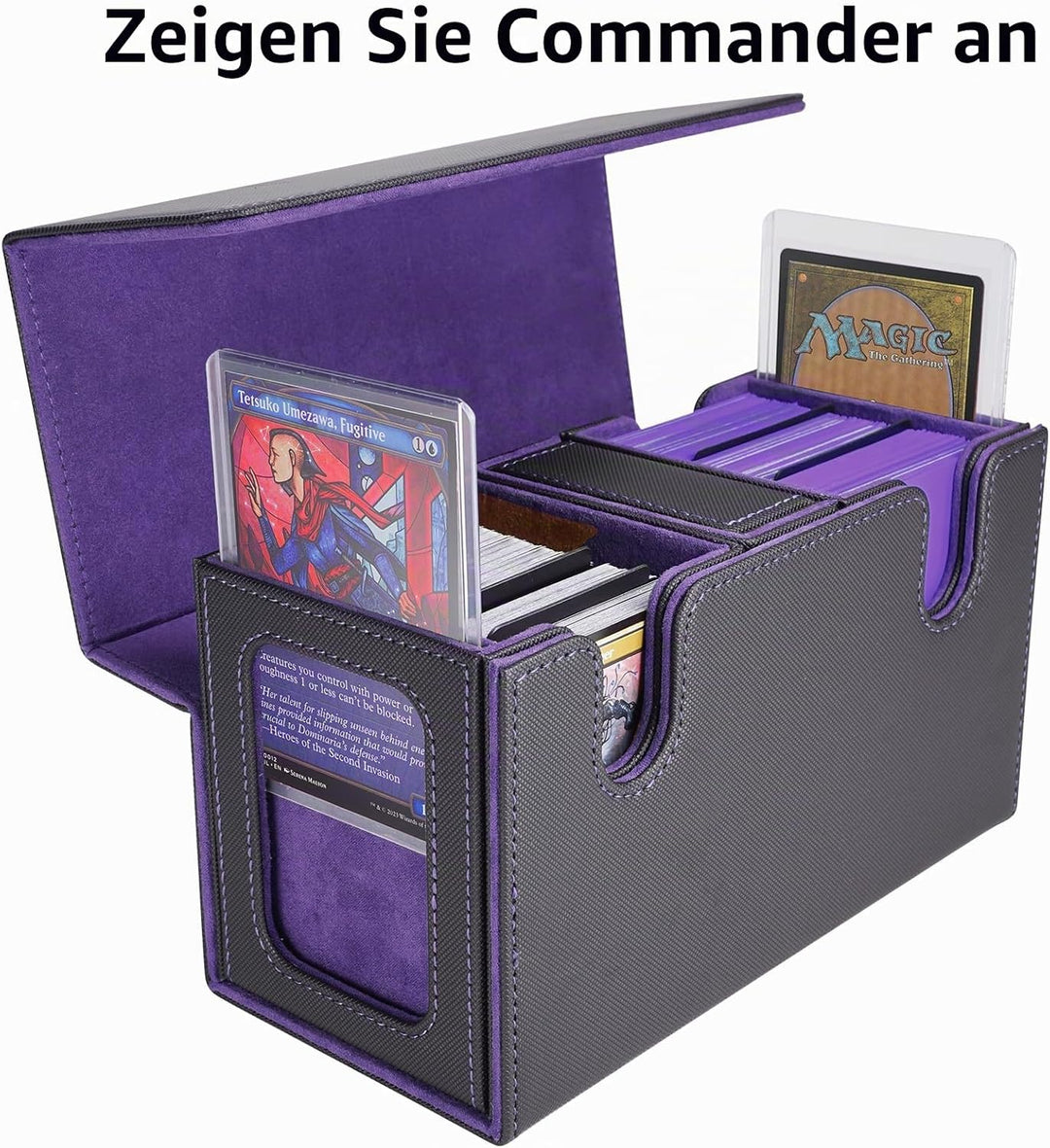 AFIING MTG Commander Kartenbox, 3-in-1 Karten-Aufbewahrungsbox für 200+ doppelt gesleevte Karten, Ma