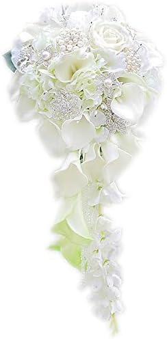 Iffo-Hochzeit-Bouquet, Calla Lilien, Rose, Diamanten, Perle. weiss