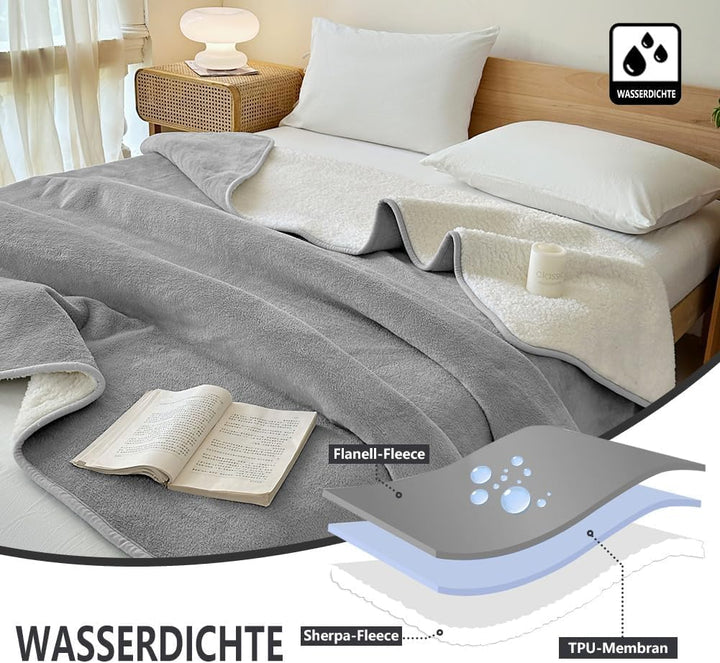 NSNLGSGC wasserdichte Decke 152x203cm, Liebesdecke für Paare, Verliebte, Erwachsene und Kinder, wass